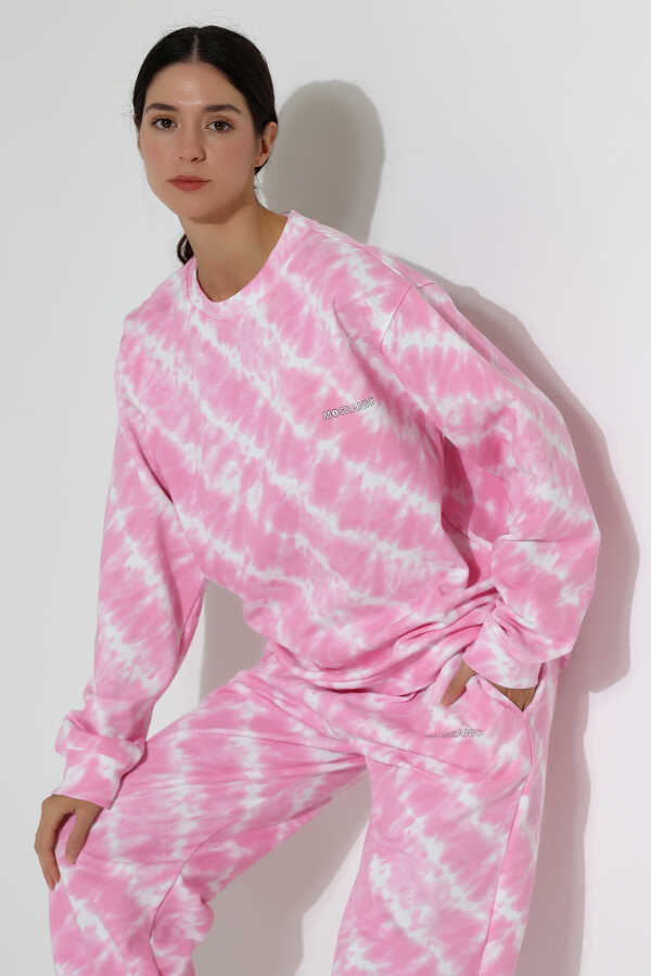 Kadın Pembe Bisiklet Yaka Sweatshirt Eşofman Takımı | MSC 220